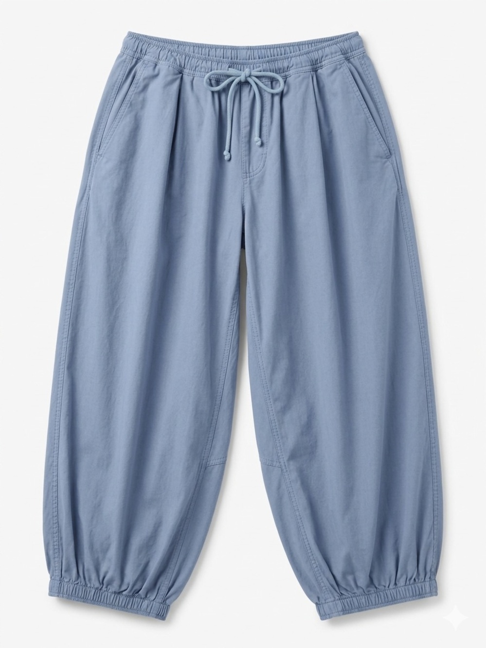 Anthropologie Cotton Balloon-Leg Drawstring Pants — Light Blue